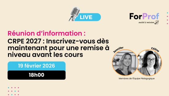 CRPE 2027 - Inscrivez-vous dès maintenant pour une remise à niveau avant les cours