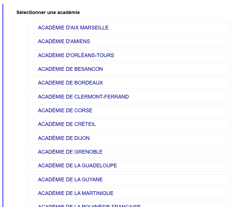 choix académie