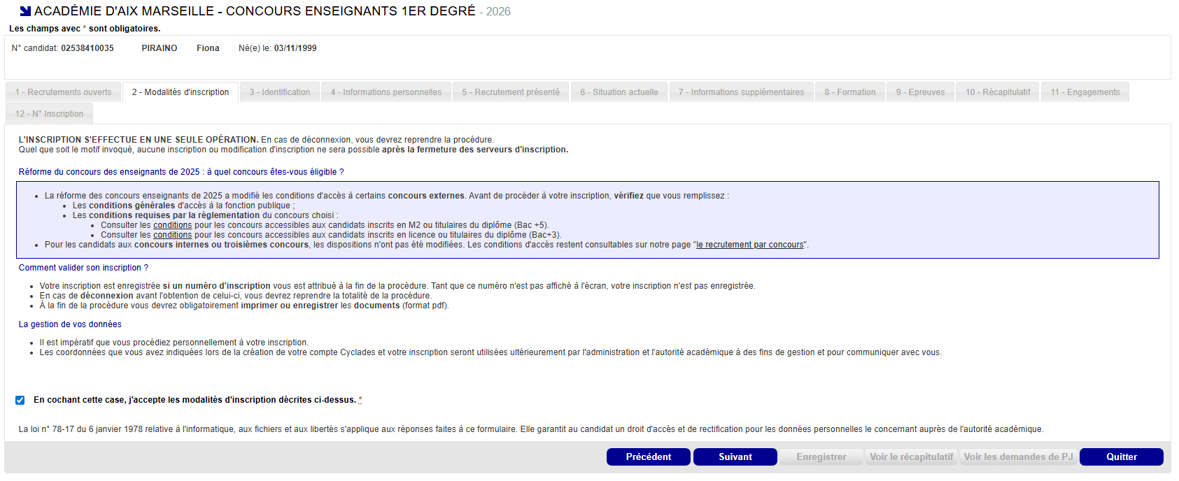 concours instituteur inscription