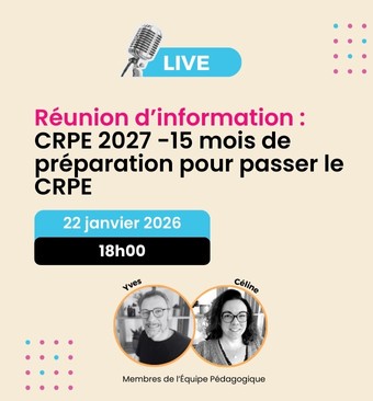CRPE 2027 : 15 mois de préparation pour passer le concours de Professeur des Ecoles